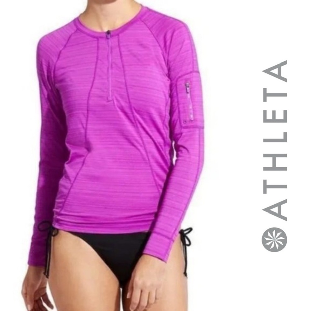 Athleta Long Sleeve Swim Rashguard in Bright Magenta